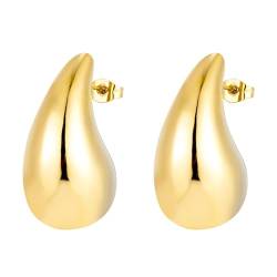 Ohrringe Dupes Chunky Goldene Ohrringe Damen Gold Ohrringe Hypoallergene Vergoldete Ohrringe Ohrringe Creolen Silber 925 für Damen von hitueu