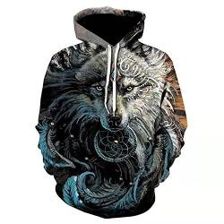 hjbjb Herren Printed Hoodie Wolf 3D Hoodie Pullover Herren Jacke Pullover Mode Sportbekleidung Tier Streetwear Kleidung-48_XXS von hjbjb