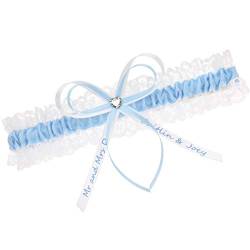 hochzeitsstrumpfband.de Strumpfband Blau - INDIVIDUELL BESCHRIFTET - (30-40 cm) von hochzeitsstrumpfband.de