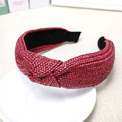 Hogoo Straw Headband Lafite Knotted Headbands Haarschmuck für Frauen Mädchen Strand Urlaub Sommer Damen Stirnbänder (rot) von hogoo