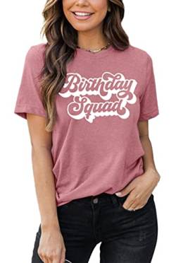 Birthday Girl T-Shirt mit Aufdruck Birthday Squad Bedrucktes Shirt Geburtstag Kurzarm von hohololo