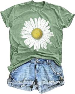 Damen Sonnenblume T-Shirt Frauen Tshirt mit Sonnenblumen-Motiv Sommer Kurzarm Shirt für Frau...… von hohololo