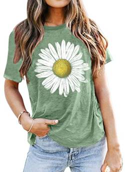 Damen Sonnenblume T-Shirt Frauen Tshirt mit Sonnenblumen-Motiv Sommer Kurzarm Shirt für Frau... von hohololo