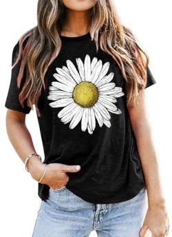 Damen Sonnenblume T-Shirt Frauen Tshirt mit Sonnenblumen-Motiv Sommer Kurzarm Shirt für Frau...… von hohololo