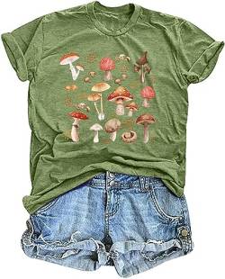 Pilz Shirt Für Damen Pilz Liebhaber Tshirt Frauen T-Shirt Mit Pilz Motiv Lässige Kurzarm-Tops von hohololo