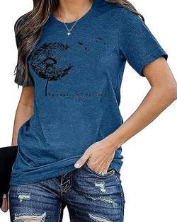 Pusteblume Shirt für Damen Blume Muster T-Shirt 'be real, not Perfect' Casual Shirts von hohololo