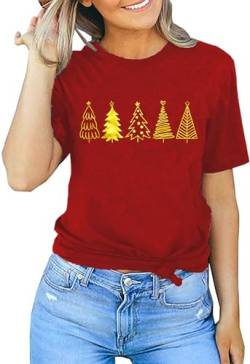 Weihnachtsbaum-Shirts für Frauen Weihnachts-T-Shirts Weihnachts-Shortsleeve-Graphic-T-Shirts Lässige Feiertagsshirts Oberteile... von hohololo