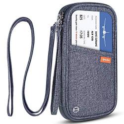 RFID Blocker Familie Reisepass Brieftasche, Reisepass Dokumenten Organizer mit Zwei Abnehmbaren Trägern für Männer Frauen (Gray) von homchen