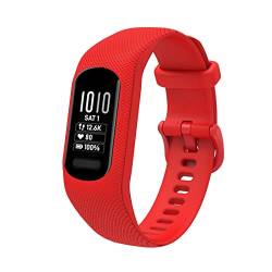 honecumi Armbänder Kompatibel mit Garmin vivosmart 5 Ersatzarmband Damen Herren, Weiches Silikon Klassisches verstellbares Sport Wechselarmband Zubehör Stilvolles Armband，Groß/Rot von honecumi