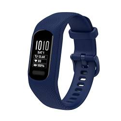 honecumi Armbänder Kompatibel mit Garmin vivosmart 5 Ersatzarmband Damen Herren, Weiches Silikon Klassisches verstellbares Sport Wechselarmband Zubehör Stilvolles Armband，Klein/Navy von honecumi