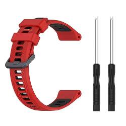 honecumi Armband für Garmin Forerunner 965 955 745/ Descent G1 Armband für Herren Damen- 22mm Weiches Silikon Ersatzarmband Sport Klassisch Verstellbares Buntes Uhrenarmband Ersatz, Rot/Schwarz von honecumi