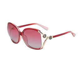 hongjianyyyyds Polarisierte Sonnenbrille für Frauen, klassische trendige Sonnenbrille für Frauen, Sonnenbrille, große Sonnenbrille für Frauen, UV-Schutz. (Farbverlauf rot) von hongjianyyyyds