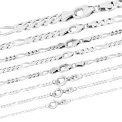 hoplo holzenplotz Silberkette Echt 925 Sterlingsilber Figarokette diamantiert Silber Halskette - Damenkette und Herrenkette Made in Germany, Breite:2.2 mm, Länge:45 cm von hoplo holzenplotz