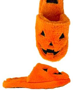 horror-shop Orange Kreepy Cozy Jack Plüsch Hausschuhe für Halloween 40-41 von horror-shop