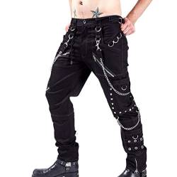 Herren Gothic Hose Punk Rock Hose Persönlichkeit Öse Dekoration Streetwear Casual Cargo Hose von huateng