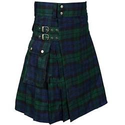 Traditionelles Combat Kilt Highland Rock für Herren mit schottischem Kleid und Taschen 5XL Grün von huateng