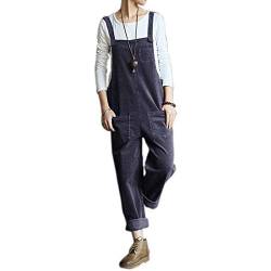 huateng Frauen literarische Kunst Vintage Cord Overall Overall Herbst Winter Casual Ärmellose Overalls Latzhose mit Fronttasche von huateng