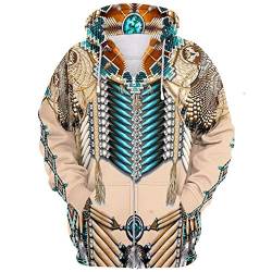 huateng Native American Indian 3D Digitaldruck Reißverschluss Sweatshirt Paar Hoodies Persönlichkeit Sweatshirts Cospaly Kleidung von huateng