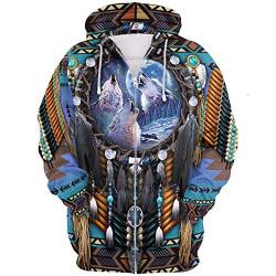 huateng Native American Indian 3D Digitaldruck Reißverschluss Sweatshirt Paar Hoodies Persönlichkeit Sweatshirts Cospaly Kleidung von huateng