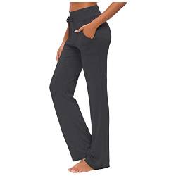 Jogginghose Damen Sporthose Frauen Baumwolle Loose Fit Elastischer Bund Freizeithosen Hohe Taile Traininghose mit Taschen Bequem Sweathose Slim Fit Jogger Fitness Laufhosen (Schwarz, XL) von huelufi