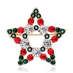 Huihuay Weihnachts-Brosche mit Stern, Strass-Schmuck, modische Geschenkidee für Frauen von huihuay
