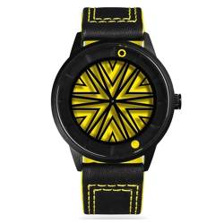 Humism Rhizome Helios Automatik Stahl Saphir Gelb Schwarz Leder Unisex Uhr von humism