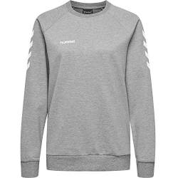 Hummel Damen Pullover Go Cotton Sweatshirt Woman 203507 Grey Melange S von hummel