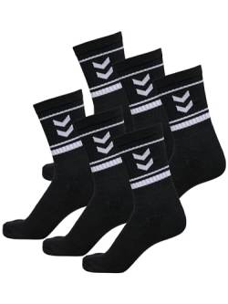 hummel Unisex Hmlstripe Crew 6er Pack Socken mit Logo – Mittellang, Komfortables Material, Stilvolles Design - schwarz - 36-40 von hummel