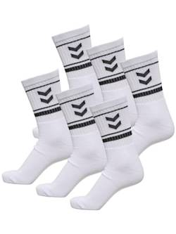hummel Unisex Hmlstripe Crew 6er Pack Socken mit Logo – Mittellang, Komfortables Material, Stilvolles Design - weiß - 36-40 von hummel