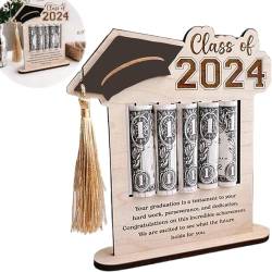huoxi Abschluss Geldhalter, Kreative 2024 Abschlussgeschenk Abschluss-Geldbörse aus Holz, Geldbörse passend für die Abschlusssaison (E) von huoxi