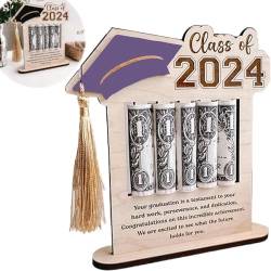huoxi Abschluss Geldhalter, Kreative 2024 Abschlussgeschenk Abschluss-Geldbörse aus Holz, Geldbörse passend für die Abschlusssaison (H) von huoxi