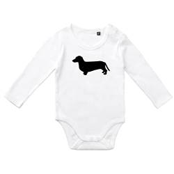 huuraa Baby Body Dackel Silhouette Unisex Langarm Strampler Größe 62 mit Motiv für Hundefreunde Geschenk Idee für Neugeborene und Kleinkinder von huuraa