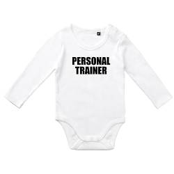 huuraa Baby Body Personal Trainer Training Unisex Langarm Strampler Größe 68 mit Motiv für alle Fitness Coachs Geschenk Idee für Neugeborene und Kleinkinder von huuraa