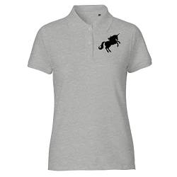 huuraa Damen Polo Shirt Einhorn Silhouette Bio Baumwolle Fairtrade Oberteil Größe XL mit Motiv für alle Unicorn Fans Geschenk Idee für Freunde und Familie von huuraa