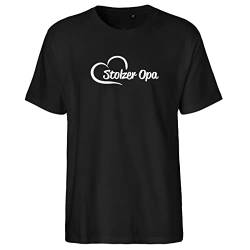 huuraa Herren T-Shirt Stolzer Opa Herz Bio Baumwolle Fairtrade Oberteil Größe M Black mit Motiv für Deine lieblings Menschen Geschenk Idee für Freunde und Familie von huuraa