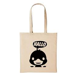 huuraa Jutebeutel bedruckt Hallo Ente Duck Süß Tier Natur Geschenk Idee für Damen und Herren Tasche Baumwolle für Freunde und Familie von huuraa