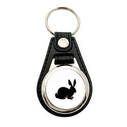huuraa Schlüsselanhänger Hase Kaninchen Silhouette Anhänger Größe Metall mit Kunstleder mit Motiv für alle Tierfreunde Geschenk Idee für Freunde und Familie von huuraa
