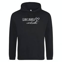 huuraa Unisex Hoodie Gran Canaria verliebt Pullover Vegan Größe XL Deep Black mit Namen deiner lieblings Insel Geschenk Idee für Freunde und Familie von huuraa