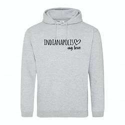 huuraa Unisex Hoodie Indianapolis My Love Pullover Vegan Größe M für alle Fans von Indianapolis USA Geschenk Idee für Freunde und Familie von huuraa