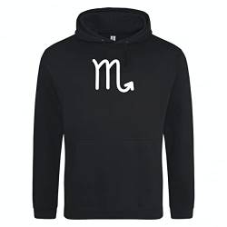 huuraa Unisex Hoodie Skorpion Sternzeichen Zeichen Pullover Vegan Größe L mit Tierkreiszeichen Symbol Geschenk Idee für Freunde und Familie von huuraa