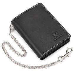 huwvqci Vintage Wallet Blocking Wallets with Anti Theft Chain for AirTags Credit Card Holder Business Gifts for Men Chain Wallet for Women, Schwarz von huwvqci