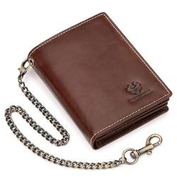 huwvqci Vintage Wallet Blocking Wallets with Anti Theft Chain for AirTags Credit Card Holder Business Gifts for Men Chain Wallet for Women, coffee von huwvqci