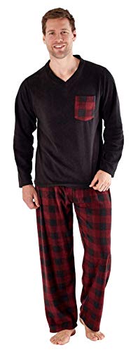 i-Smalls Herren Reverse Check Fleece Pyjamas Langarm Nachtwäsche (2XL) Red von i-Smalls