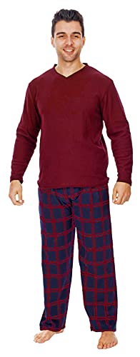 i-Smalls Herren Warm Winter Pyjama Set Fleece, rot kariert, L von i-Smalls