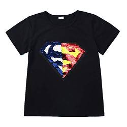 I pass Jungen Mädchen Superhelden-T-Shirt, wendbar, Pailletten, Magie T-Shirt, Baumwolle, 3 – 8 Jahre (110 – 150 cm) Gr. 6-7 Jahre, E von i pass