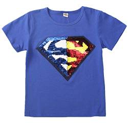 I pass Superhelden-T-Shirt für Jungen und Mädchen, wendbar, Pailletten, Magisches T-Shirt, Baumwolle, 3 – 8 Jahre (110 – 150 cm), G., für 5- bis 6-Jährige von i pass