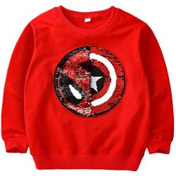 Jungen Mädchen Kinder Superhelden Flip Pailletten Farbe Mode Langarm Sweatshirt Baumwolle (3–8 Jahre), D, 110 cm von i pass