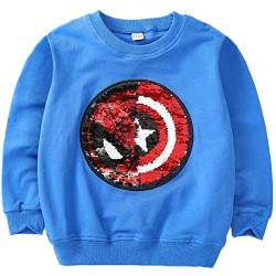 Jungen Mädchen Kinder Superhelden Flip Pailletten Farbe Mode Langarm Sweatshirt Baumwolle (3-8 Jahre alt), B, 140 cm von i pass