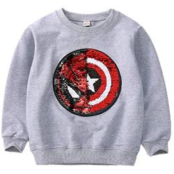 Superhelden-Sweatshirt für Jungen und Mädchen, mit Pailletten, langärmelig, Baumwolle, 3–8 Jahre, C, 120 cm von i pass