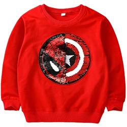 Superhelden-Sweatshirt für Jungen und Mädchen, mit Pailletten, langärmelig, Baumwolle, 3–8 Jahre, D, 120 cm von i pass